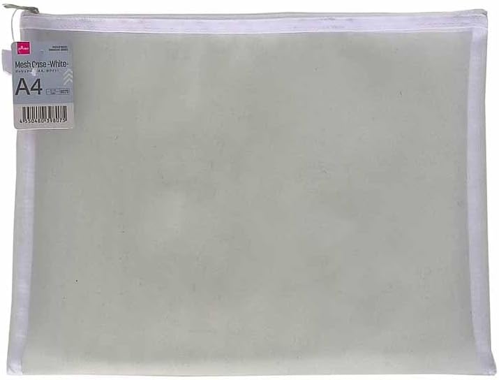 Daiso A4 Mesh Case - White Document Holder for Office & School
